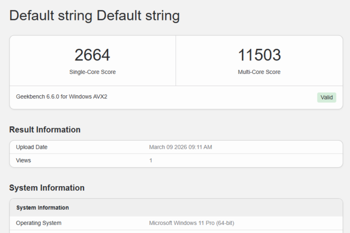 ACEMAGIC M5のGeekbench6スコア